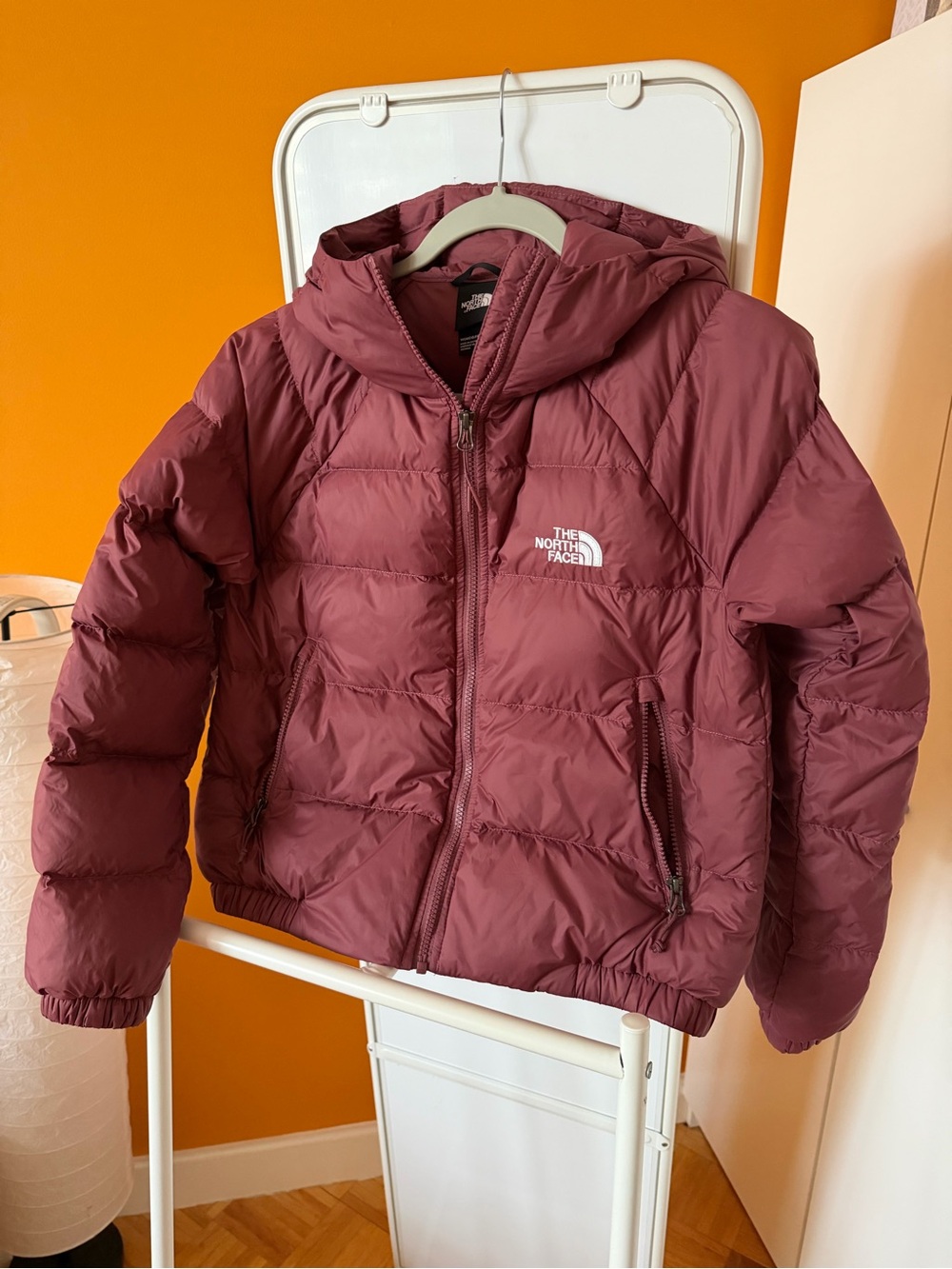 The North Face dusty rose puffer down jacket